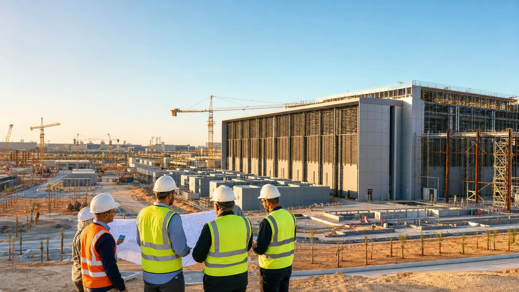 Engineers commissioning a large data centre campus